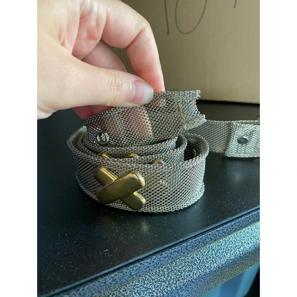 Vintage Gold Metal Mesh Belt X Studded Chainmail Glam Bratz Festival Mcbling Y2K